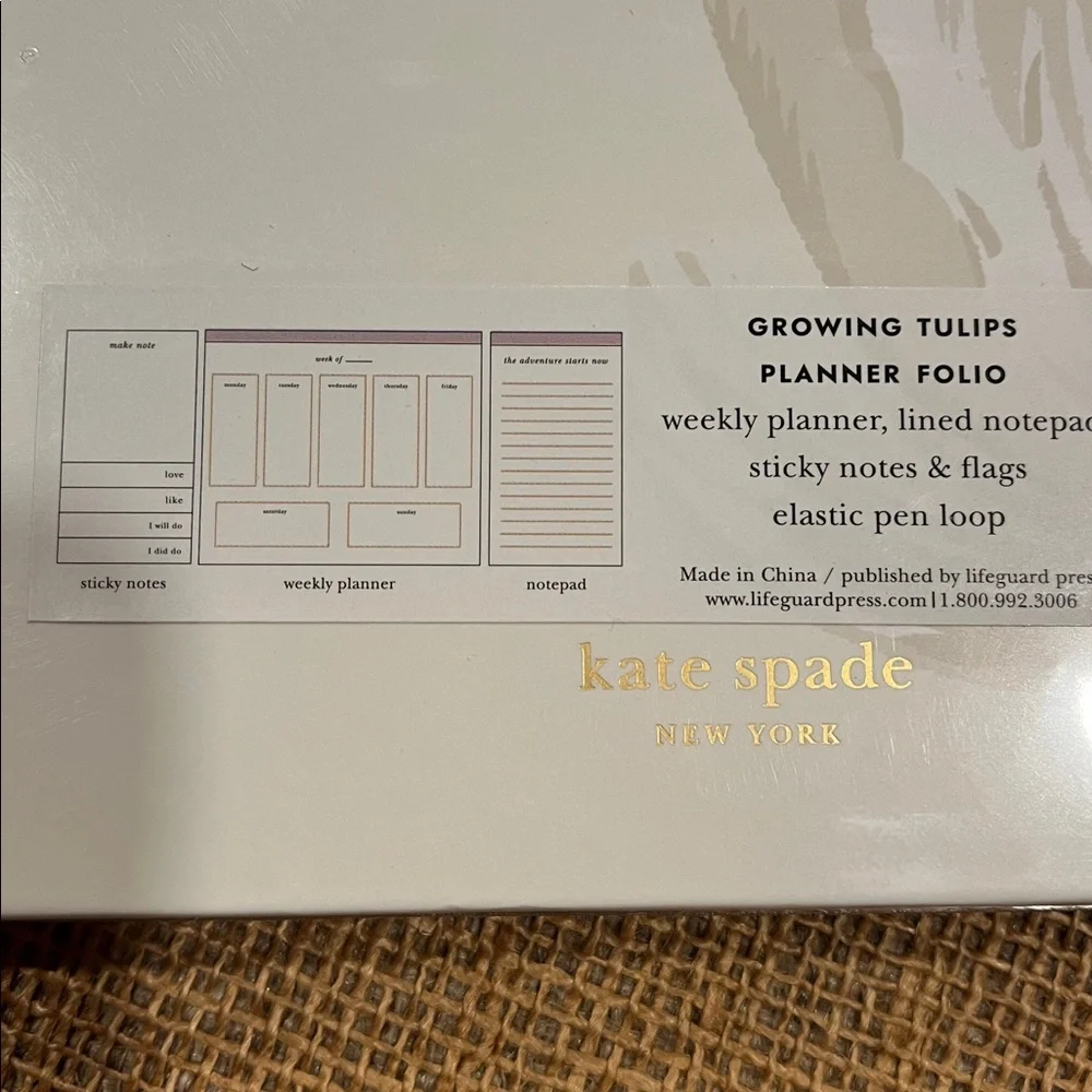 Kate Spade Gold and Cream Floral Planner Folio